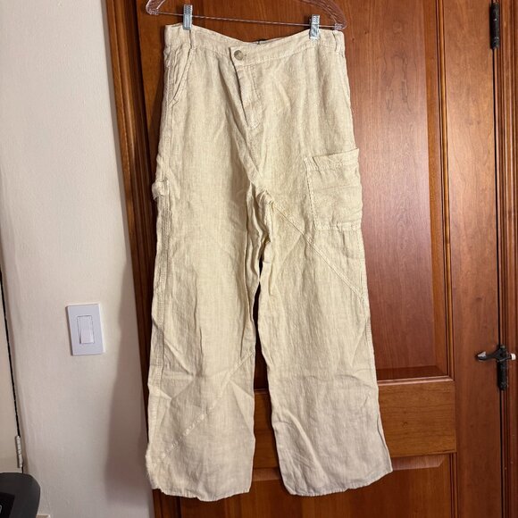 NEW Zara The Alana Linen Pant - Light Asymmetric Waist Cargo Pants (Size S) - Picture 3 of 6